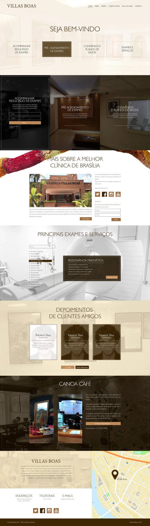 Captura integral histórica do site da Clínica Villas Boas enviada pela Mix7