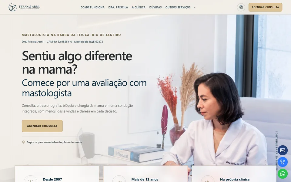 Captura da página inicial do site Dra Priscila Abril