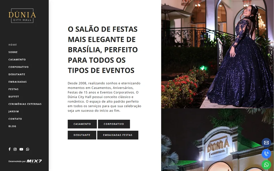 Captura da página inicial do site Dúnia City Hall