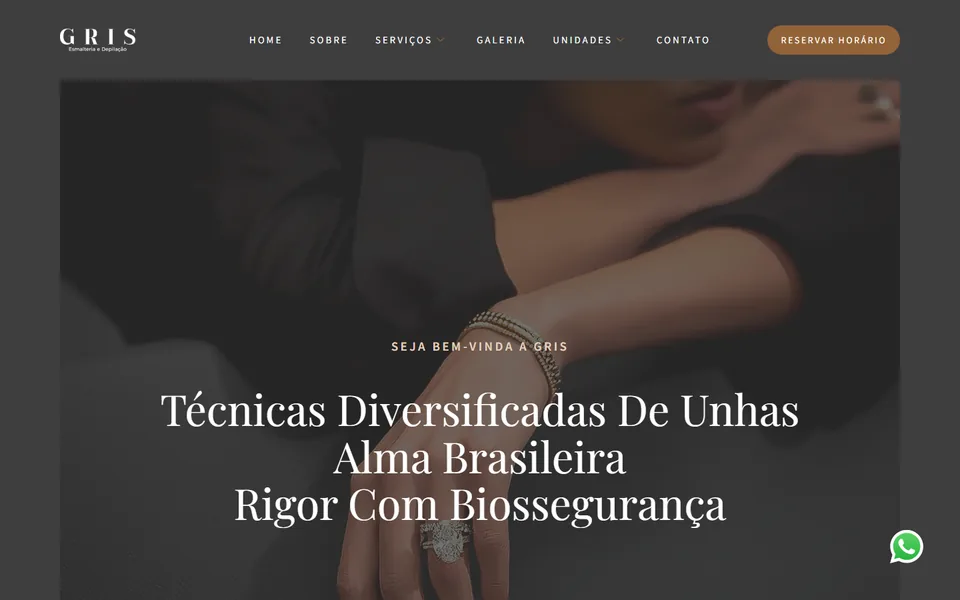 Captura da página inicial do site Gris Esmalteria