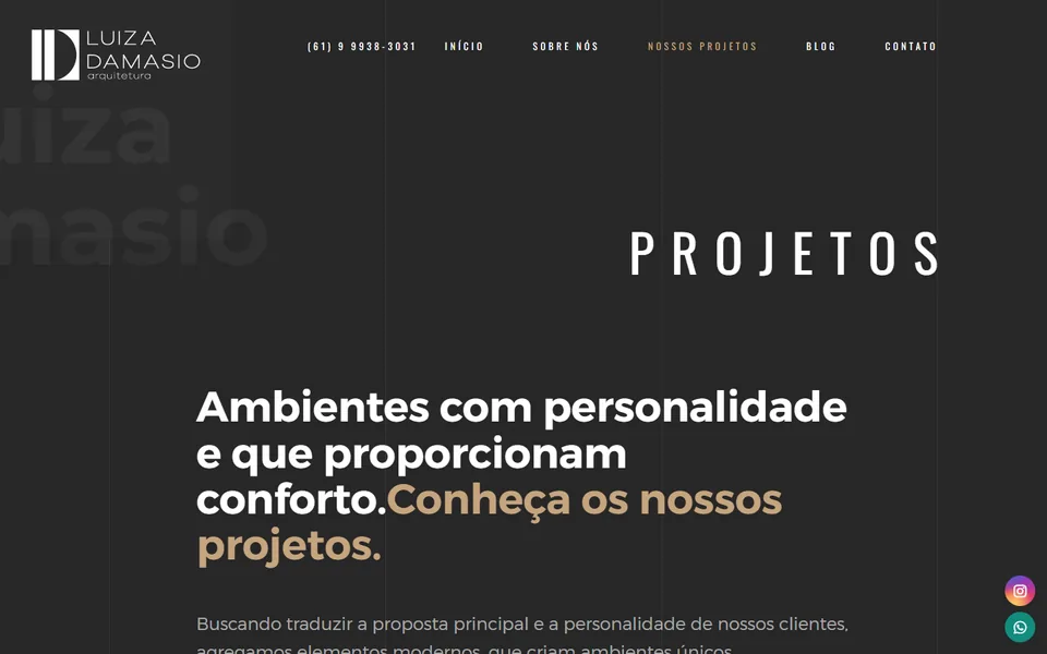 Captura histórica da página de projetos do Studio Luiza Damásio, do acervo da Mix7