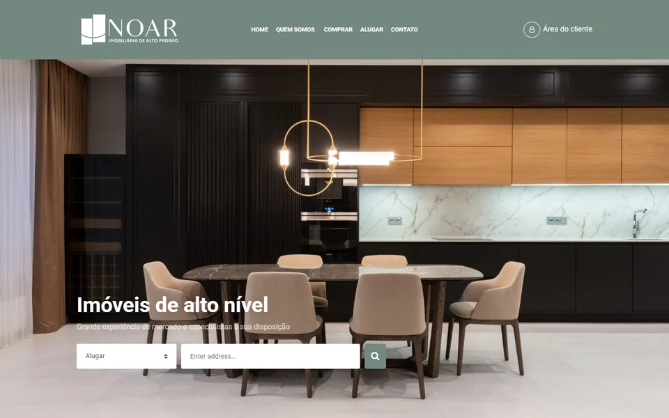 Captura de uma versão do site da Noar Imobiliária