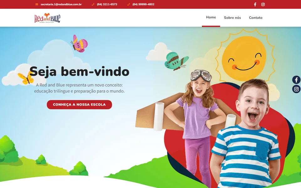 Captura da página inicial do site Red and Blue