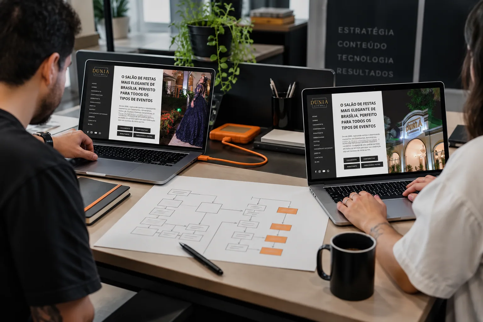 Montagem editorial baseada em captura do site real de Dúnia City Hall, sem indicação da tecnologia utilizada